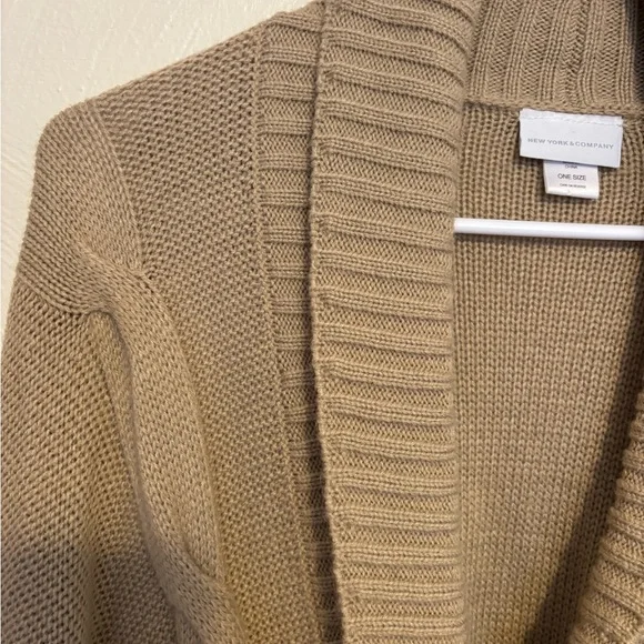 New York & Company Beige Women's Poncho Sweater - Picture 5 of 7